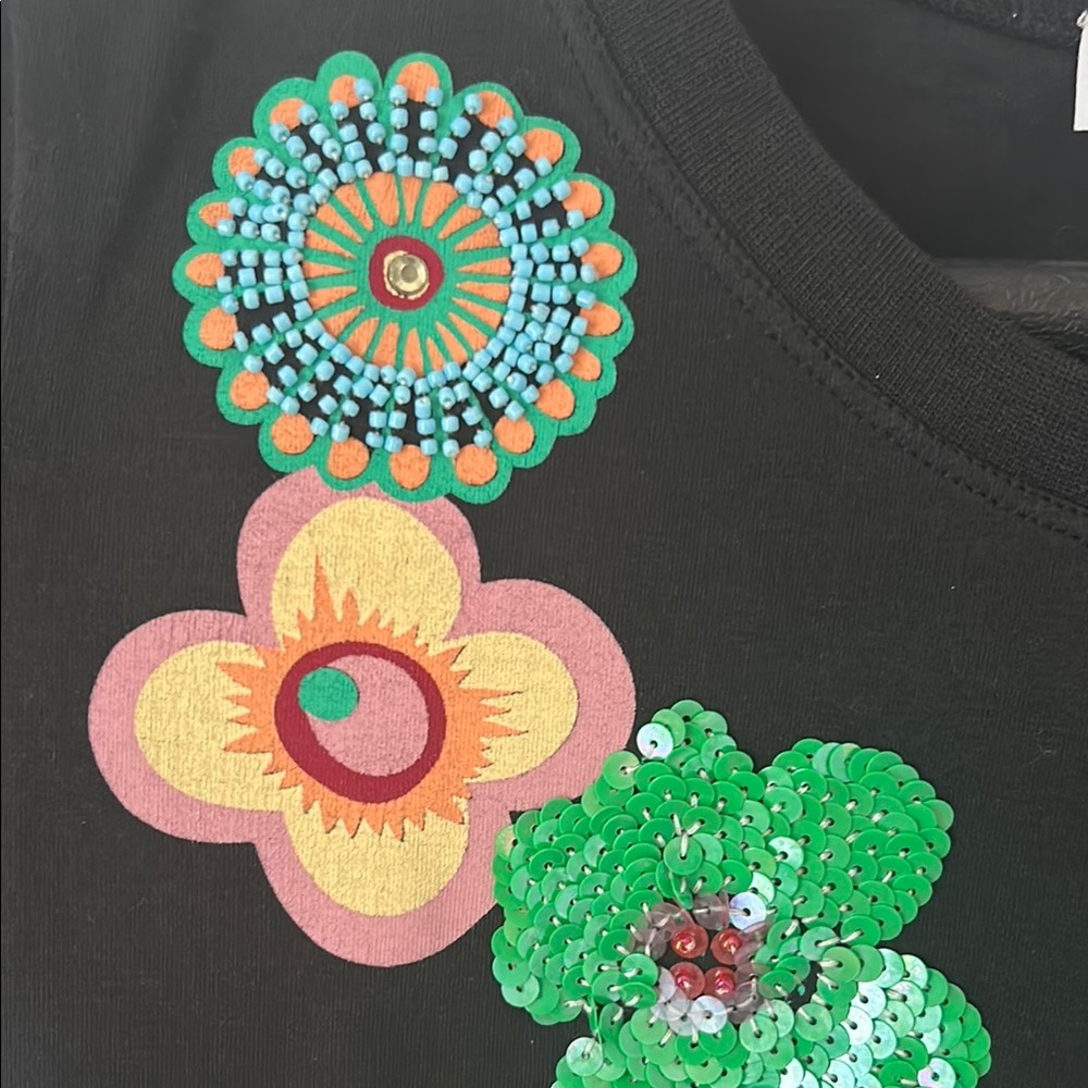 Moschino Black Fitted Embellished Short Sleeve Tee View 3